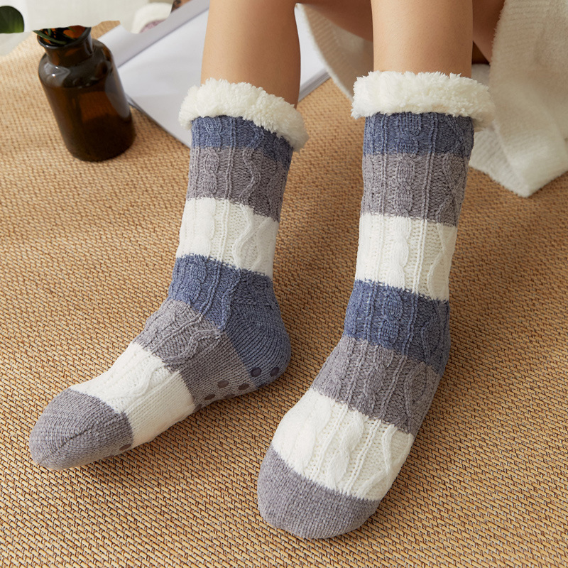 12 Pairs Slipper Socks Floor Socks Sleeping Socks Adult Home Snow Socks Autumn Winter Warmth Plus Thick Velvet Carpet Slipper Socks